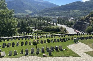 Vue sur le cimetière de Platta à Sion.